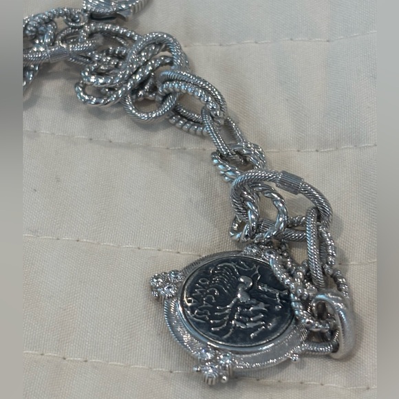 Judith Ripka Sterling Silver Ancient Roman Coin Dangle Bracelet 6.5" - - Picture 3 of 13